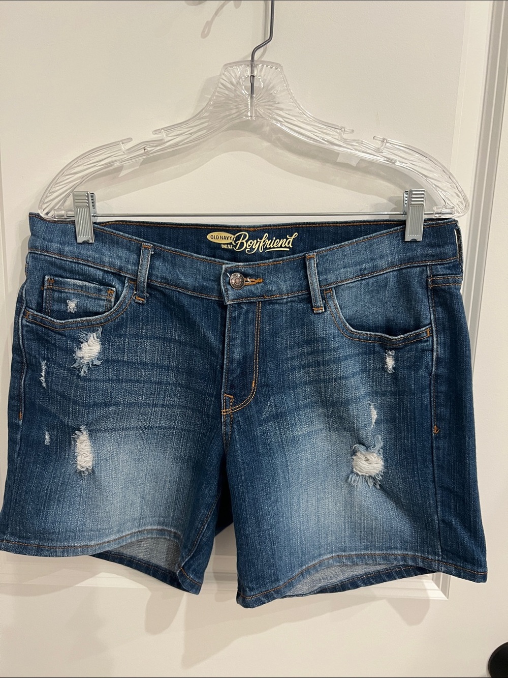 Old Navy Blue Distressed Boyfriend Jean Shorts Size 8